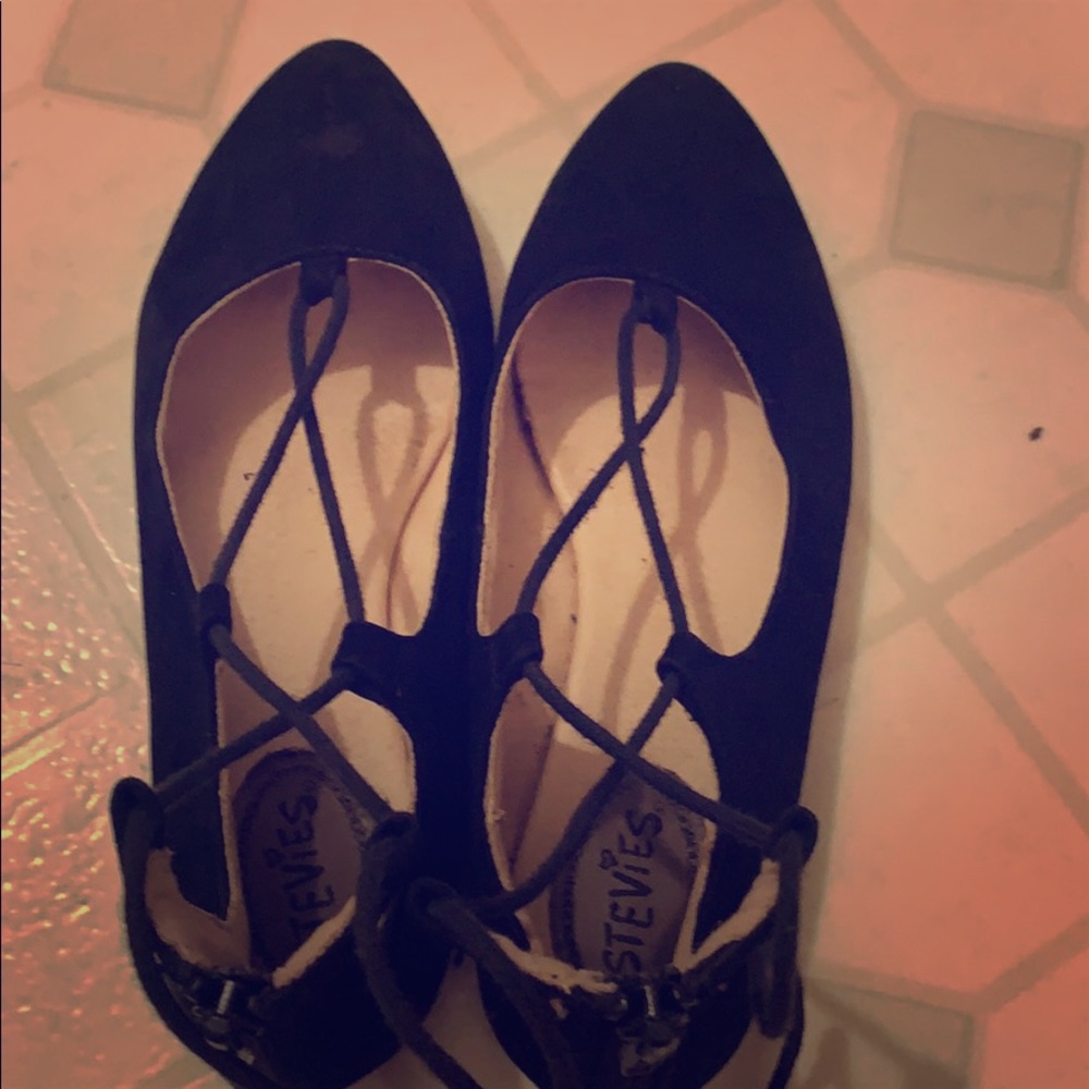 Play black lace up flats